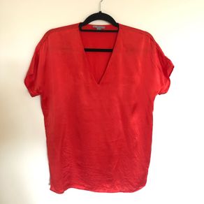 COS silk short sleeve blouse UK10