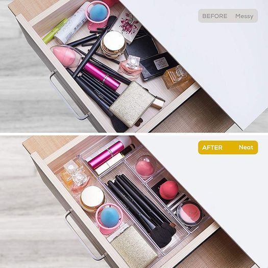 FREE EXPRESS SHIPPING 14 PCS Clear Plastic Drawer Organisers Tray for Makeup, Kitchen Utensils, Jewelries and Gadgets