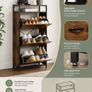 Rustic Brown Shoe Cabinet with 3 Flip Drawers Space Saving Storage Image 3