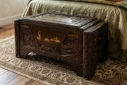 Finely carved camphor wood chest