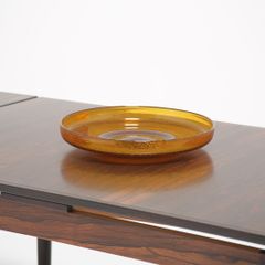 Vintage Amber Glass Platter by Erik Hoglund for Boda Glasbruk, 1960s