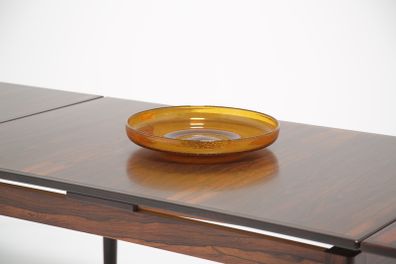 Vintage Amber Glass Platter by Erik Hoglund for Boda Glasbruk, 1960s