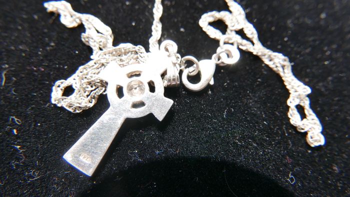 Vintage Sterling Silver 925 Celtic Heart Cross Pendant Necklace 18,2"