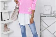 Women's pink floral sweater size uni