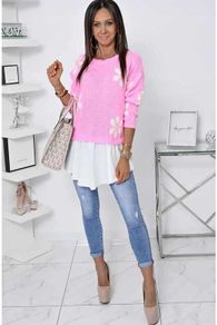 Women's pink floral sweater size uni