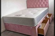 New Stylish single ,Double 4ft, 4ft6, King 5ft And 6ft Superking Sizes Divan Beds Instock. Drawers And Optional Tufted Mattresses Available. Free Delivery