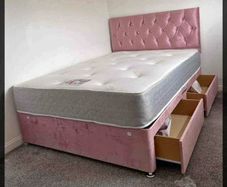 New Stylish single ,Double 4ft, 4ft6, King 5ft And 6ft Superking Sizes Divan Beds Instock. Drawers And Optional Tufted Mattresses Available. Free Delivery