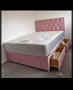 New Stylish single ,Double 4ft, 4ft6, King 5ft And 6ft Superking Sizes Divan Beds Instock. Drawers And Optional Tufted Mattresses Available. Free Delivery