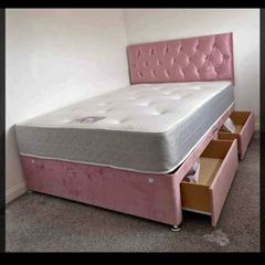 New Stylish single ,Double 4ft, 4ft6, King 5ft And 6ft Superking Sizes Divan Beds Instock. Drawers And Optional Tufted Mattresses Available. Free Delivery