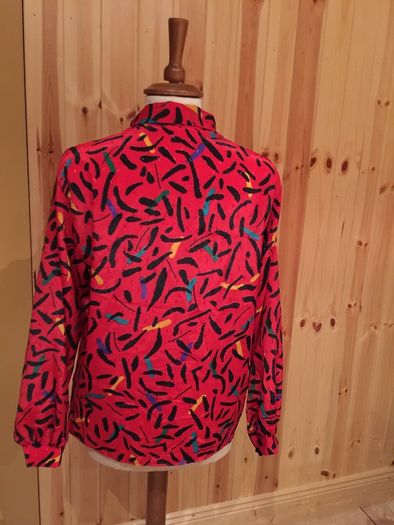 VINTAGE Patterned Pussy-Bow Blouse
