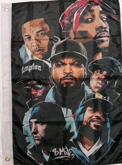 American Rap Legends Hip Hop Tupac, Notorious Big, Eminem flag.