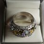 925 Silver Ring Pear Tourmaline Sapphire Natural Gemstone Jewelry Size P - 11,40g Image 5