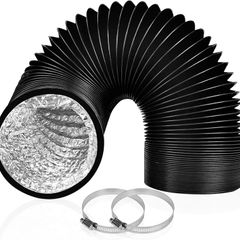 Dryer Vent Hose, 125mm Air Ducting, 2.5m Long Dryer Vent Hose Flexible, PVC Aluminum Foil Hoses for HVAC Ventilation and Duct Fan Systems with 2 Clamps Include