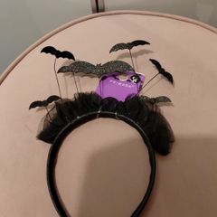 girls fancy dress black glitter bat hairband