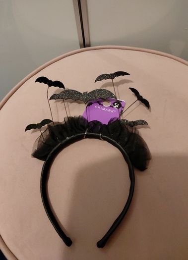 girls fancy dress black glitter bat hairband