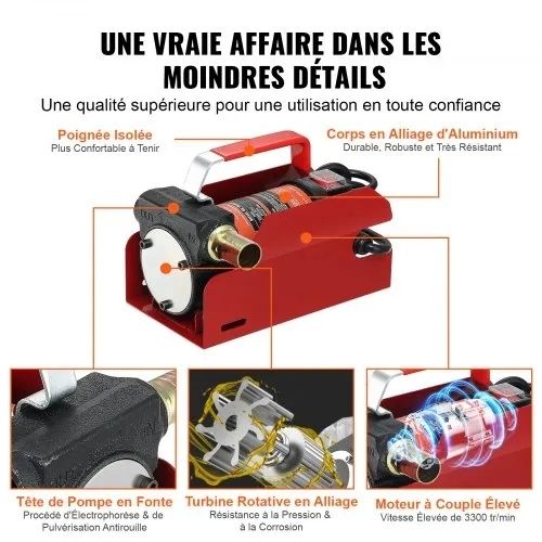 12V DC 37.9 LPM 798.6 cm Lift, Portable Electric Diesel Transfer Extractor Pump Kit with Automatic Shut-off Nozzle, Delivery & Suction Hose for Diesel, Kerosene, Transformer Oil