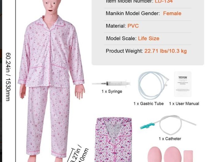 Nursing Training Manikin  Life Size Male or Female Patient Care Simulator for Education & Clinical Skills Training