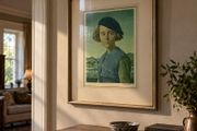 Gerald Leslie Brockhurst - Signed Colour Portrait Print - Original Belfast Framing Label