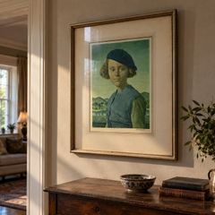 Gerald Leslie Brockhurst - Signed Colour Portrait Print - Original Belfast Framing Label