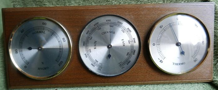 Vintage Wall Hanging Thermometer & Barometer & Hygrometer (one glass is missing)