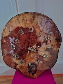 Wood slab clock