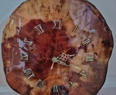 Wood slab clock