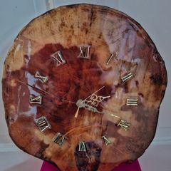 Wood slab clock