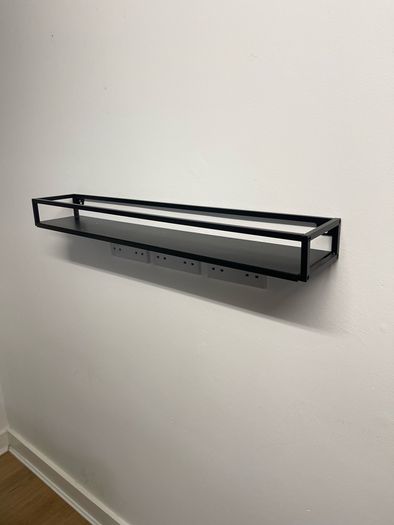 Black metal shelves