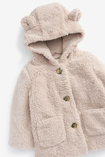 Cosy Pink girls coat with ears on hood size 5-6