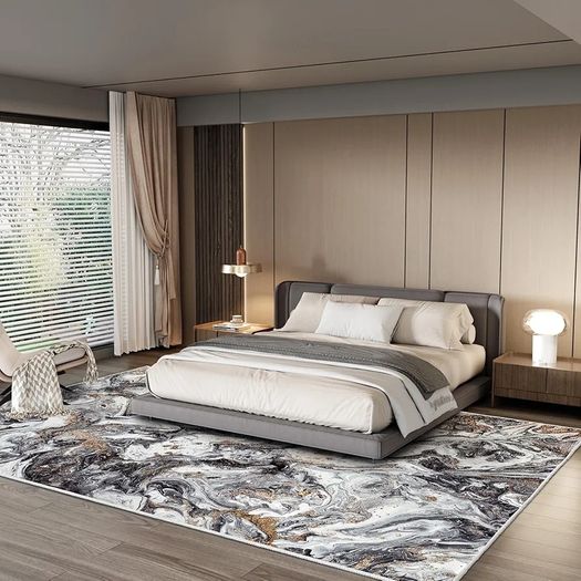 Living Room Rugs Large - 200x300 cm Upgraded 10mm Thick Sponge Soft Low Pile Non Slip Modern Area Rugs for Bedroom Dining Room Lounge, Abstract Non-Shedding Stain Resistant Floor Carpet