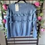 Bnwt blue crewneck jumper with frill detail one size Image 2
