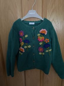 NEXT girls green floral cardigan aged 3-4 years