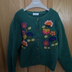 NEXT girls green floral cardigan aged 3-4 years