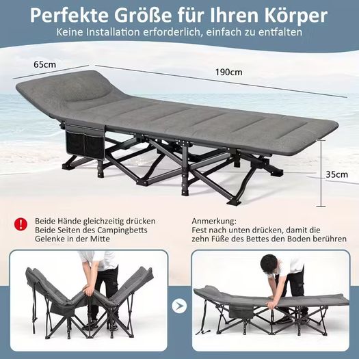 Portable Camping Cot, Collapsible Guest Bed Suitable for Up to 200 Kg, Ideal for Indoor, Outdoor, And Garden Use.
