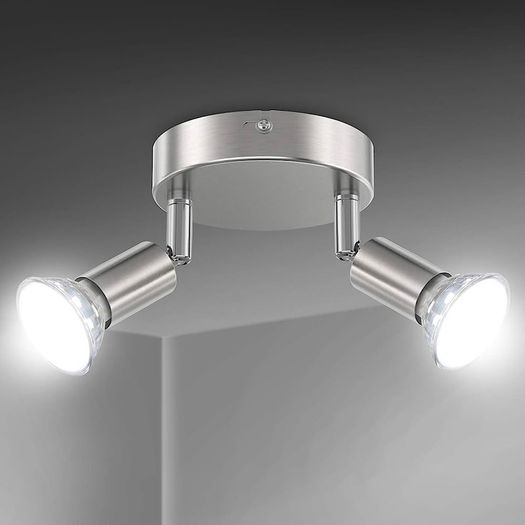 LED Ceiling Light Rotatable,4 Way Round Plate LED Ceiling Spot Lights, 110mm (Including 4x4W GU10 LED Light Bulbs, 450LM, Cool White) LED Ceiling Lamp for Kitchen, Living Room