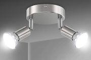 LED Ceiling Light Rotatable,4 Way Round Plate LED Ceiling Spot Lights, 110mm (Including 4x4W GU10 LED Light Bulbs, 450LM, Cool White) LED Ceiling Lamp for Kitchen, Living Room