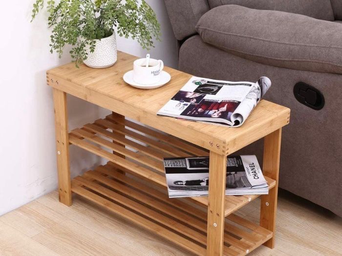 Bamboo Shoe Rack Bench 3 Tier Entryway Seat Shoe Organizer Storage Shelf