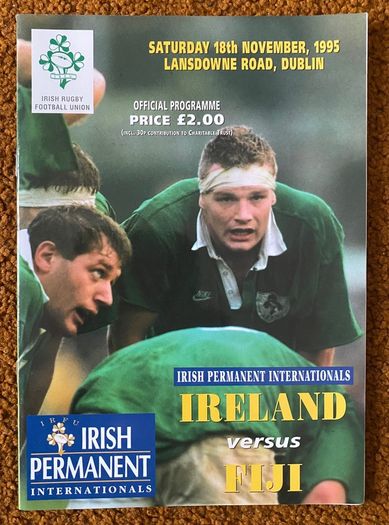 Very Rare 1995 Ireland v Fiji - November International Programme
