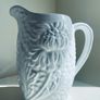 Vintage White Relief Floral Ceramic Jug Vase 19cm Image 2
