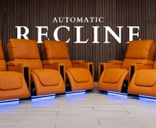3+2 Orange Sienna Electric Leather Leather Recliner Sofa