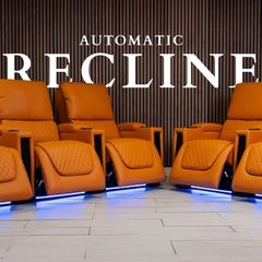 3+2 Orange Sienna Electric Leather Leather Recliner Sofa