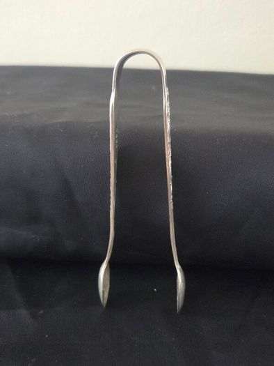 Antique Silver Plate Sugar Tongs with Heart Shaped Engraving