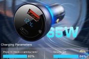Baseus 65W PD/QC4.0 Dual USB Mobile/Tab/Laptop Car Charger with Digital Display (Brand New/Warranty)
