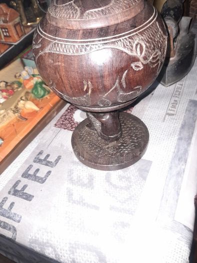 A Beautiful Large Old African Carved Wooden Tobbacco Jar with Lid Postage Available on all my Items or Collection in Rochfortbridge Westmeath,