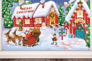 Christmas Decoration Supplies, Extra Large Fabric North Pole Wall Scene Setters for Christmas Decoration, Merry Christmas Banner Santa's Village Photo Booth Backdrop Background Banner (FREE POSTAGE)