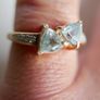 Vintage Solid 14k Gold Aquamarines And Diamonds Ring Size O - 3,35g Image 7
