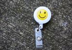 SMILEY FACE Retractable Reel ID Badge Holder/Key Card Chain /Security