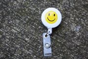 SMILEY FACE Retractable Reel ID Badge Holder/Key Card Chain /Security