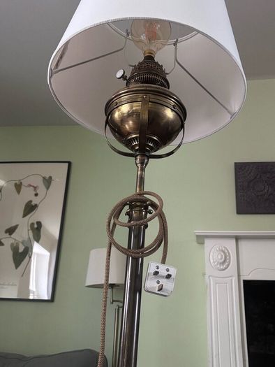 Antique Brass Veritas Converted Parafin Floor Lamp
