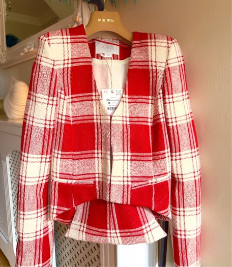 New Zara ZW Collection Fitted Check Jacket blazer